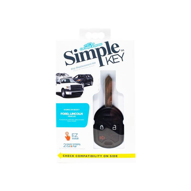Car Keys Express Simple Key Replacement Kit for Ford and Lincoln - 3 Button Key Fob with Lock,Unlock,Panic Functions and Easy Programmer - FORRK3SK-PK