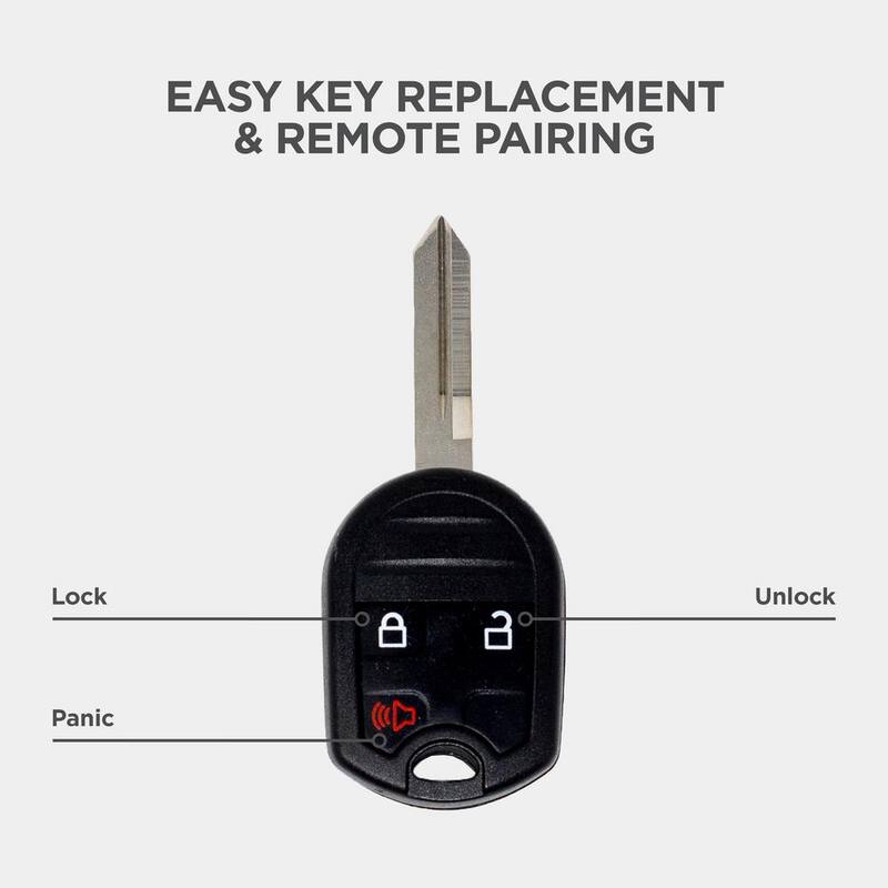 Car Keys Express Simple Key Replacement Kit for Ford and Lincoln - 3 Button Key Fob with Lock,Unlock,Panic Functions and Easy Programmer - FORRK3SK-PK