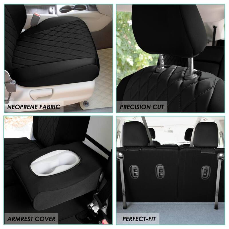 FH Group Neoprene Custom-Fit Seat Covers for 2016 - 2022 Honda Pilot 26*22*6 Full Set - DMCM5027BLK-FU