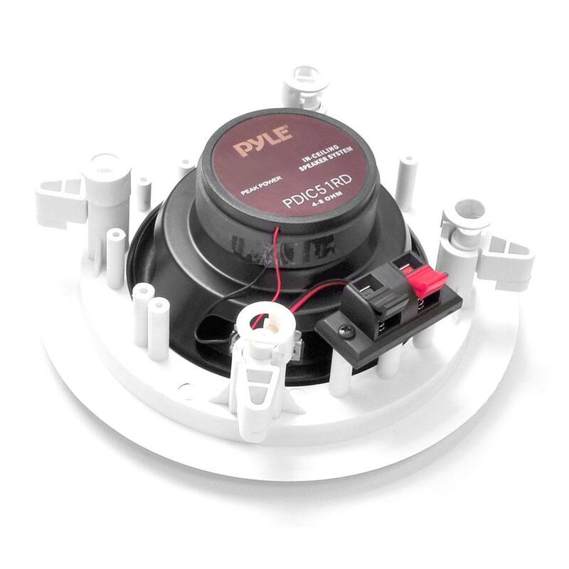 PYLE 5.25 in. 150-Watt Round White In Ceiling Wall Flush 8-Speakers - 4 x PDIC51RD