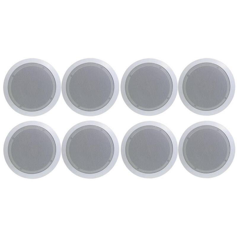 PYLE 5.25 in. 150-Watt Round White In Ceiling Wall Flush 8-Speakers - 4 x PDIC51RD