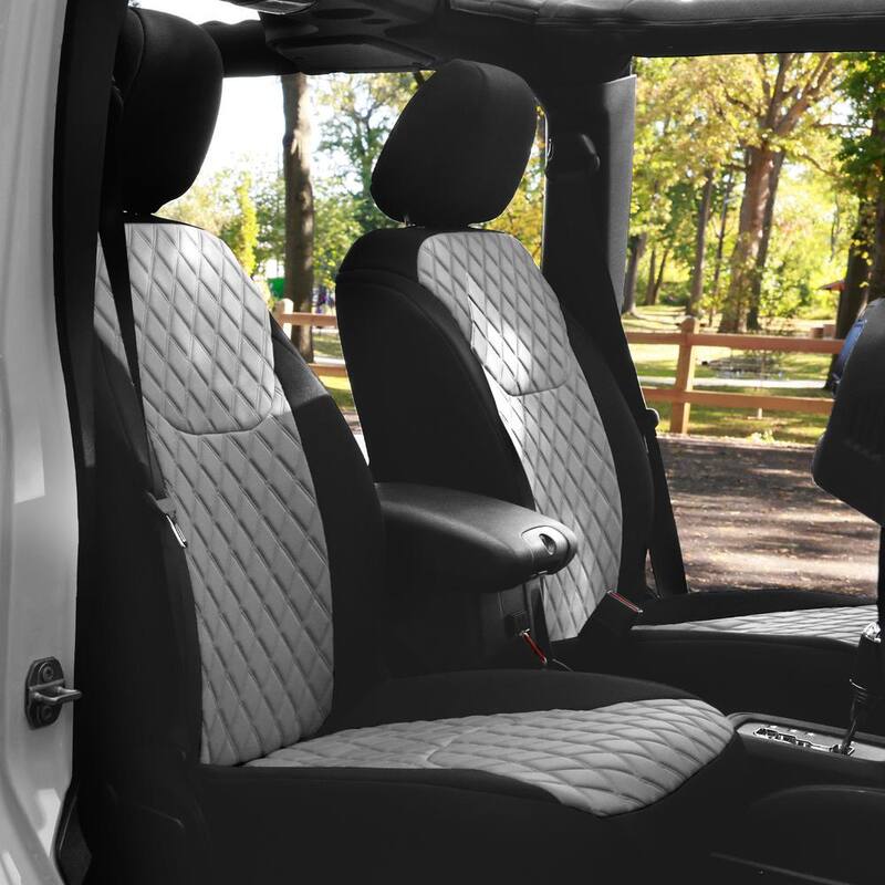 FH Group Neoprene Custom Seat Covers for 2007-2018 Jeep Wrangler JK 4DR Full Set - DMCM5003GRAY-FULL