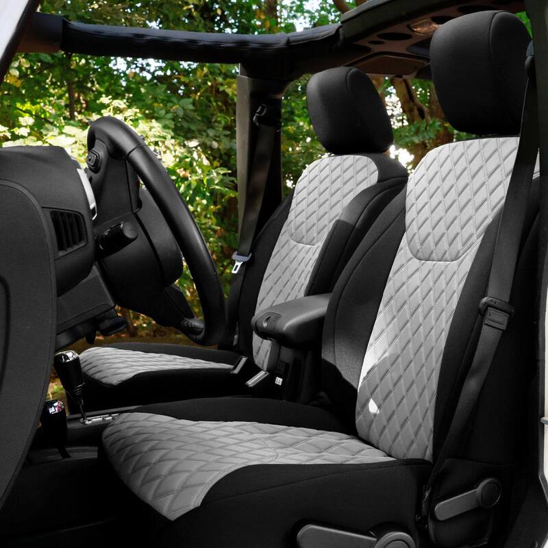 FH Group Neoprene Custom Seat Covers for 2007-2018 Jeep Wrangler JK 4DR Full Set - DMCM5003GRAY-FULL