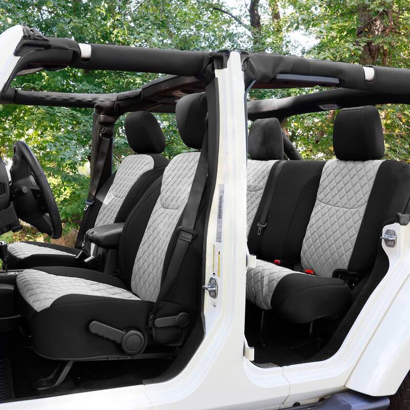 FH Group Neoprene Custom Seat Covers for 2007-2018 Jeep Wrangler JK 4DR Full Set - DMCM5003GRAY-FULL