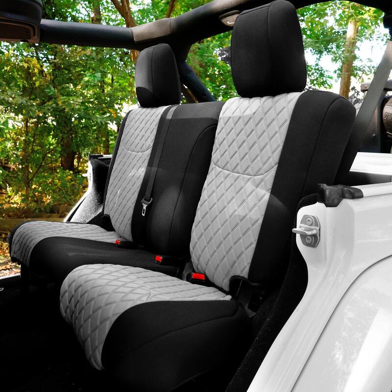 FH Group Neoprene Custom Seat Covers for 2007-2018 Jeep Wrangler JK 4DR Full Set - DMCM5003GRAY-FULL