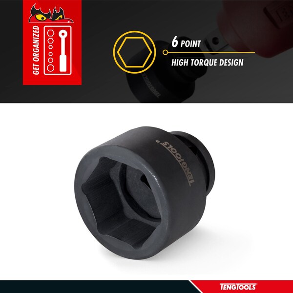 Teng Tools 65mm 1-1/2 Inch Drive 6 Point Metric Shallow Chrome Molybdenum Impact Socket - 912065