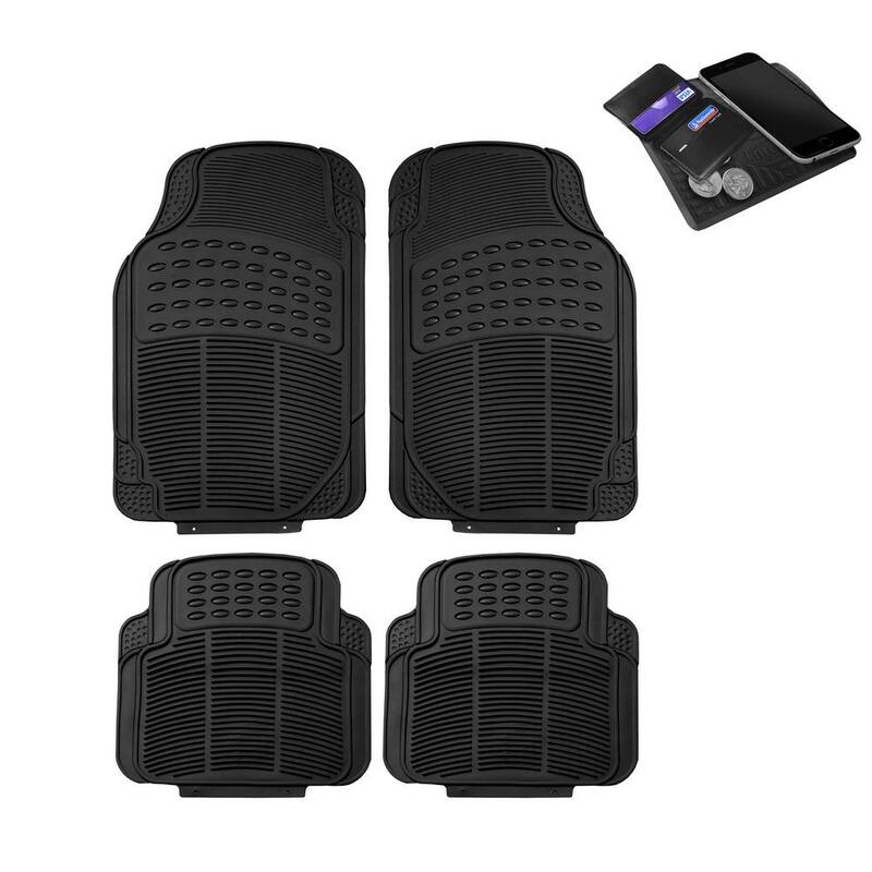 FH Group Black 4 Piece Heavy-duty Rubber Car Floor Mats - Front 26 x 18, Rear 13 x 15.5 inches Full Set - DMF11305BLACK