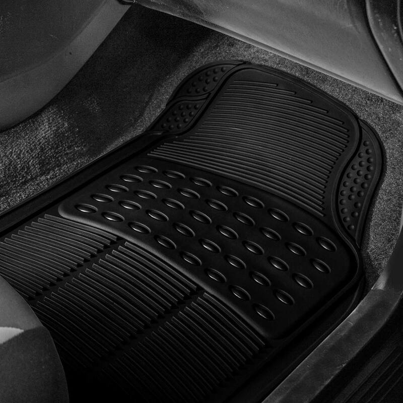 FH Group Black 4 Piece Heavy-duty Rubber Car Floor Mats - Front 26 x 18, Rear 13 x 15.5 inches Full Set - DMF11305BLACK