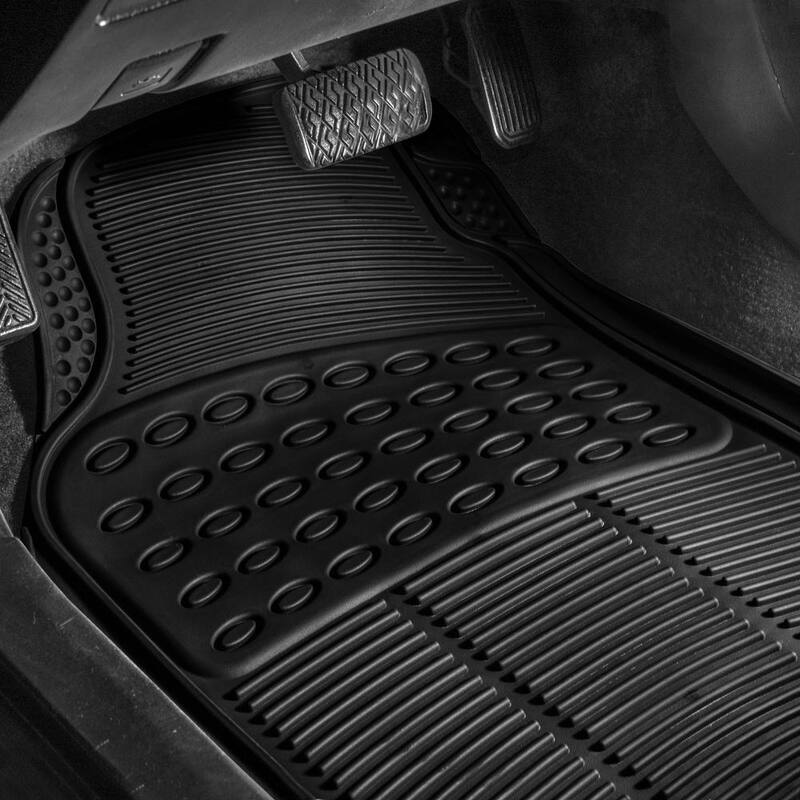 FH Group Black 4 Piece Heavy-duty Rubber Car Floor Mats - Front 26 x 18, Rear 13 x 15.5 inches Full Set - DMF11305BLACK