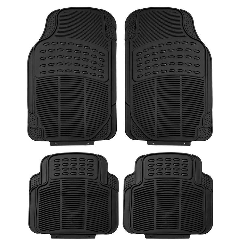 FH Group Black 4 Piece Heavy-duty Rubber Car Floor Mats - Front 26 x 18, Rear 13 x 15.5 inches Full Set - DMF11305BLACK