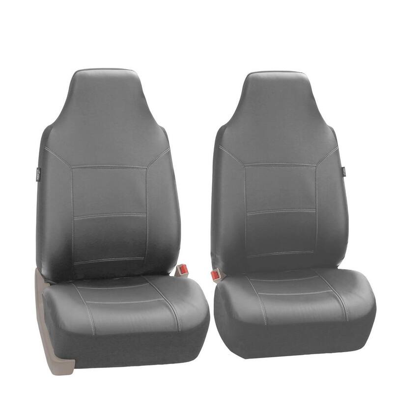 FH Group PU Leather 47 in. x 23 in. x 1 in. Royal Full Set Seat Covers - DMPU103SDGRY115
