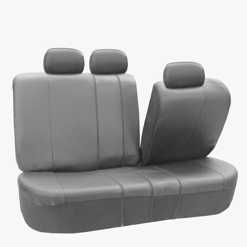 FH Group PU Leather 47 in. x 23 in. x 1 in. Royal Full Set Seat Covers - DMPU103SDGRY115