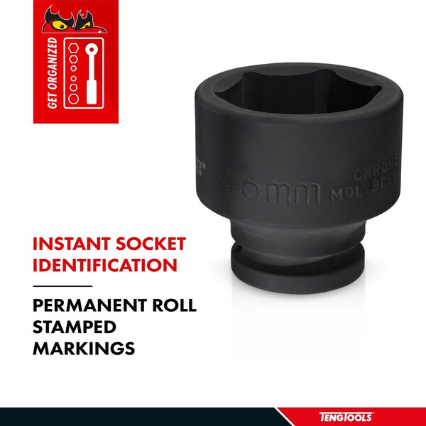 Teng Tools 85mm 1-1/2 Inch Drive 6 Point Metric Shallow Chrome Molybdenum Impact Socket - 912085