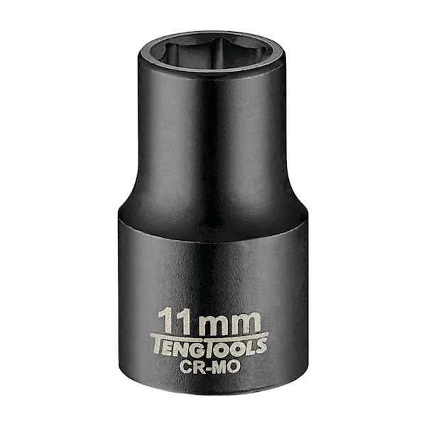 Teng Tools 11MM 1/2 Inch Drive ANSI 6 Point Metric Shallow Chrome Molybdenum Impact Socket - 920511AN