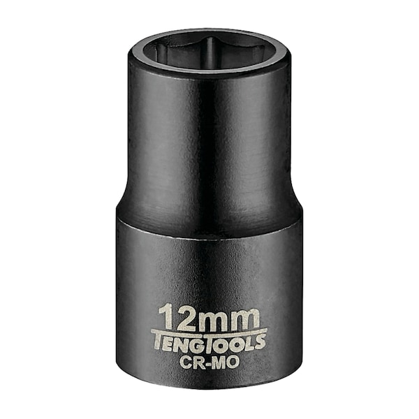 Teng Tools 12MM 1/2 Inch Drive ANSI 6 Point Metric Shallow Chrome Molybdenum Impact Socket - 920512AN