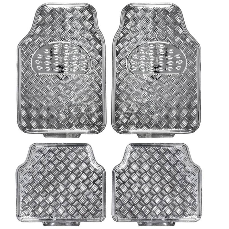BDK Metallic Vinyl MT-641 Silver Heavy Duty 4-Piece Car Floor Mats - MT-641-SL