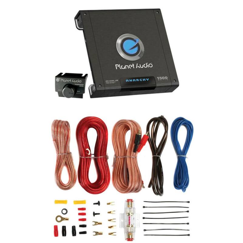 Planet Audio AC1500.1M 1500-Watt MONO Car Audio Amplifier Amp AC15001M+8 Ga Amp Kit - AC15001M + AKS8