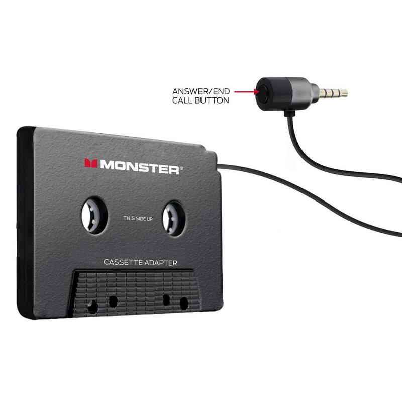 Monster Cassette to Aux Audio Adapter for Car, Compatible with Devices Featuring 3.5mm Aux Port - MAC9-1001-BLK