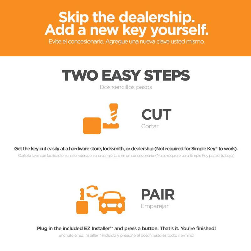 Car Keys Express Chrysler and Dodge 4-Button Simple Key with EZ Installer - Replace and Program Fobik Key with Emergency Key Insert - CDFO-E4TZ0SK