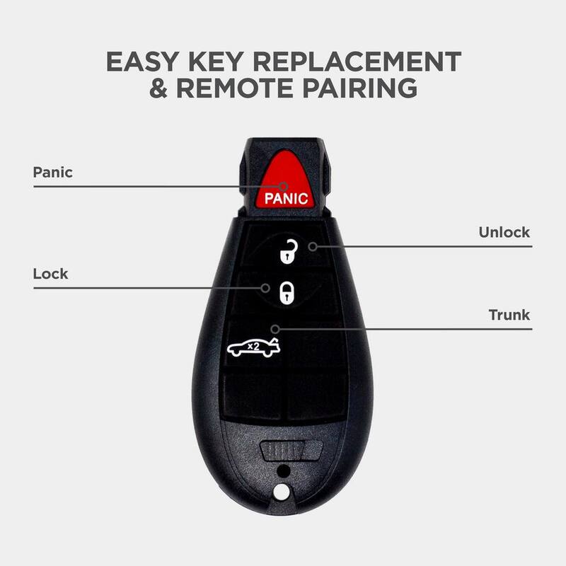 Car Keys Express Chrysler and Dodge 4-Button Simple Key with EZ Installer - Replace and Program Fobik Key with Emergency Key Insert - CDFO-E4TZ0SK