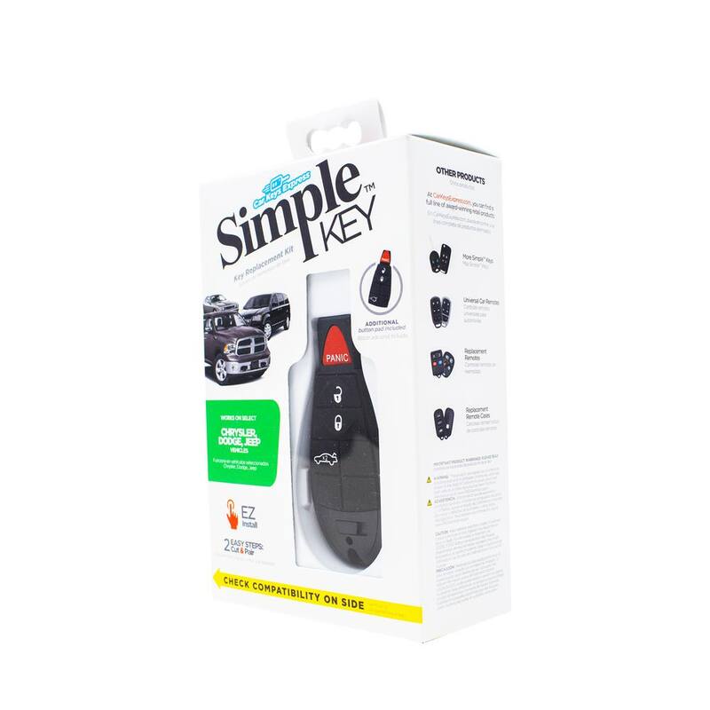 Car Keys Express Chrysler and Dodge 4-Button Simple Key with EZ Installer - Replace and Program Fobik Key with Emergency Key Insert - CDFO-E4TZ0SK