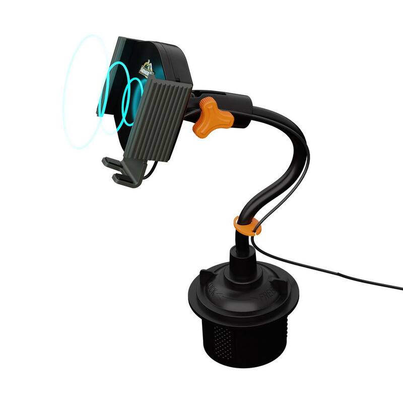 Armor All Wireless Charging Phone Mount With Gooseneck Cupholder - AWC8-1007-BLK