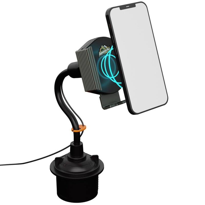 Armor All Wireless Charging Phone Mount With Gooseneck Cupholder - AWC8-1007-BLK