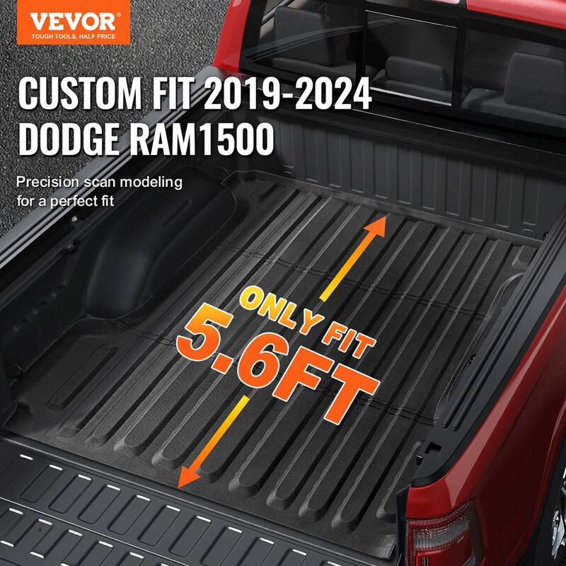 VEVOR Truck Bed Mat,Compatible with Dodge Ram1500,TPE Truck Bed Liner Mat Fits for 5.6 ft. Bed,Thick and Heavy-Duty - TPEKCCCDTPEDTQQK0V0