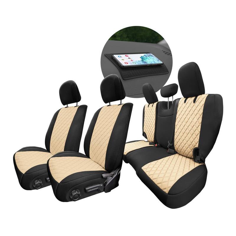 FH Group Neoprene Waterproof 47 in. x 1 in. x 23 in. Custom Fit Seat Covers For 2018-2023 Jeep Wrangler JL 4DR Full Set - DMCM5006Beige-Full