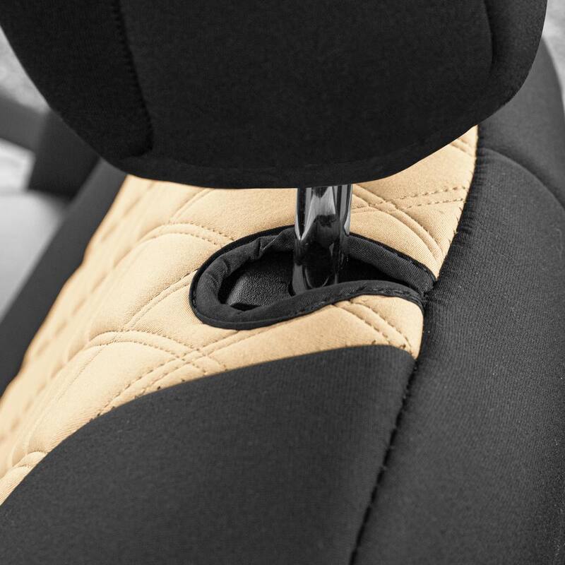 FH Group Neoprene Waterproof 47 in. x 1 in. x 23 in. Custom Fit Seat Covers For 2018-2023 Jeep Wrangler JL 4DR Full Set - DMCM5006Beige-Full