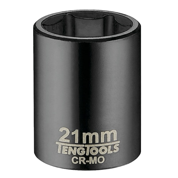 Teng Tools 21MM 1/2 Inch Drive ANSI 6 Point Metric Shallow Chrome Molybdenum Impact Socket - 920521AN