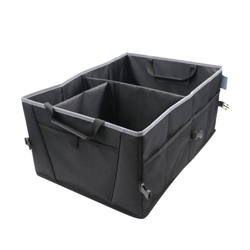 FH Group EZ Travel Gray with Mesh Pocket 1 Piece 12 in. x 15.5 in. x 2 in. Polyester Double Pocket Car Trunk Organizer - DMFH1141GRAY