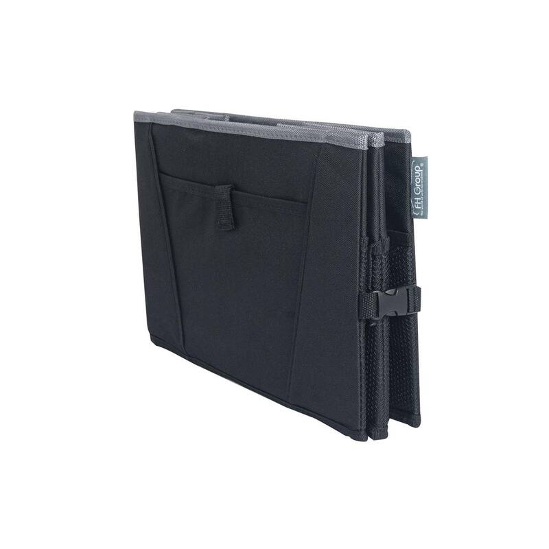 FH Group EZ Travel Gray with Mesh Pocket 1 Piece 12 in. x 15.5 in. x 2 in. Polyester Double Pocket Car Trunk Organizer - DMFH1141GRAY