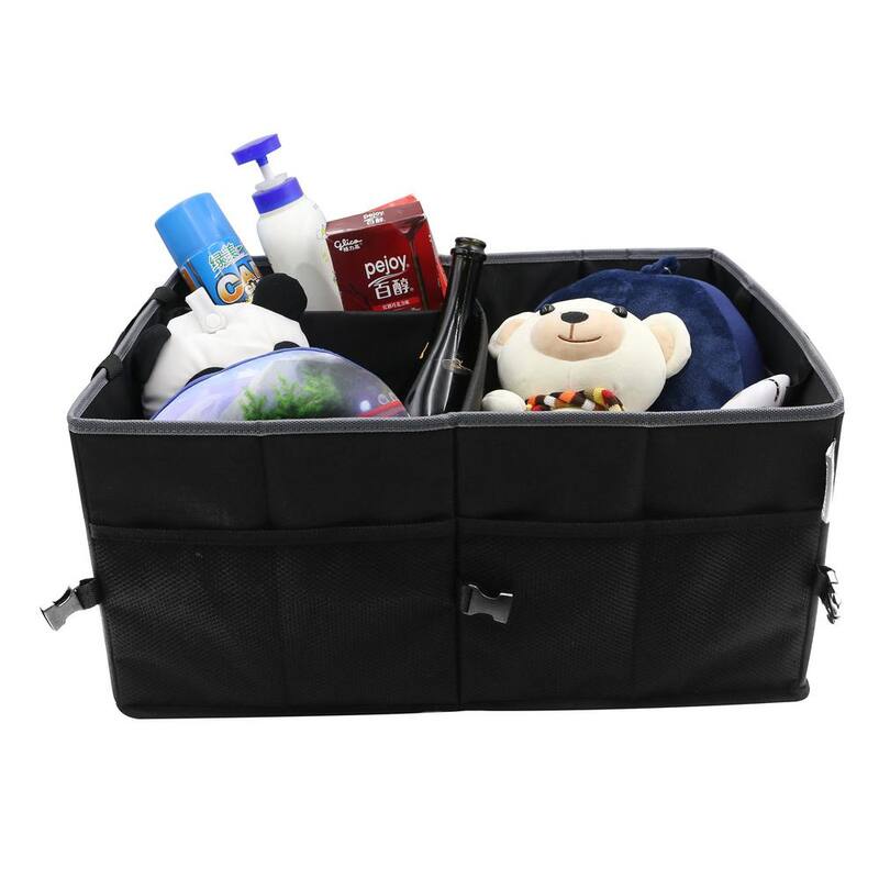 FH Group EZ Travel Gray with Mesh Pocket 1 Piece 12 in. x 15.5 in. x 2 in. Polyester Double Pocket Car Trunk Organizer - DMFH1141GRAY