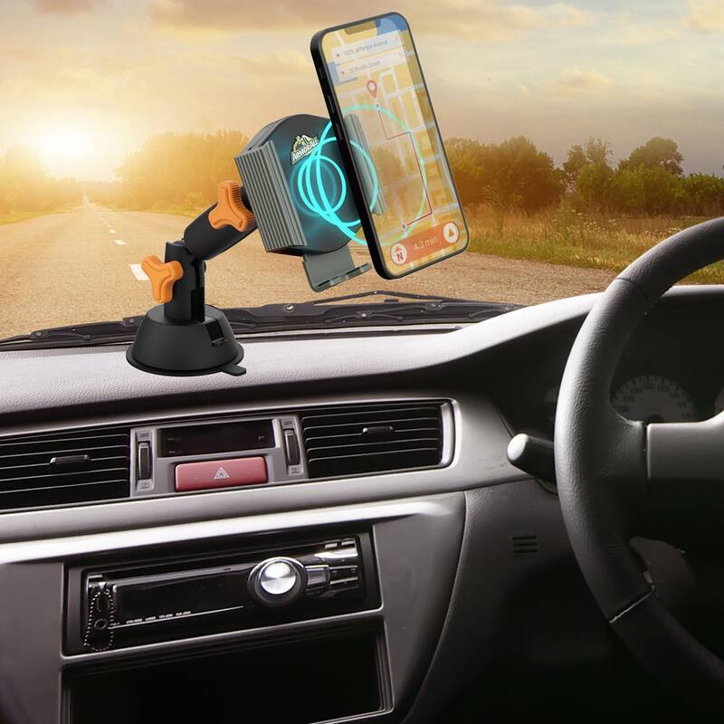 Armor All 10-Watt Wireless Phone Charging Mount, Works with Most Phones, Powered by DC Port - AWC8-1004-BLK