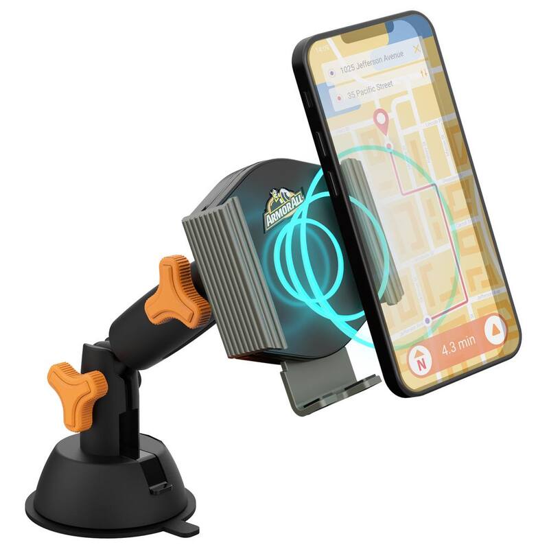 Armor All 10-Watt Wireless Phone Charging Mount, Works with Most Phones, Powered by DC Port - AWC8-1004-BLK