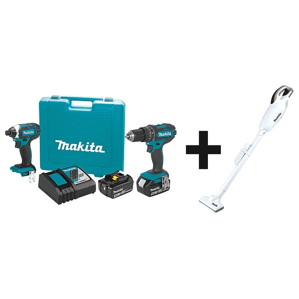Makita Cordless Combination Kit, 3 Tools, 18V DC - XT261M + XLC02ZW