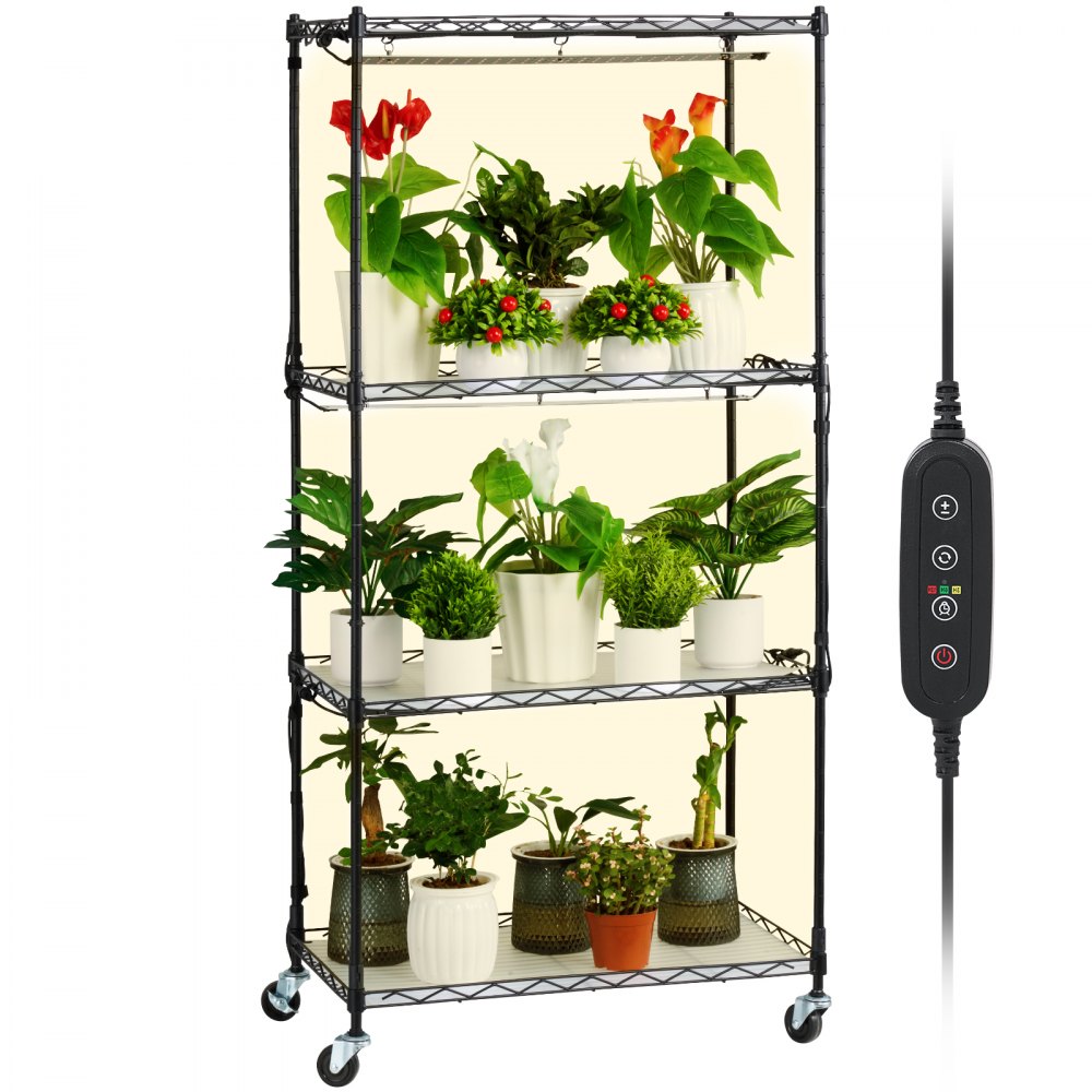 VEVOR Plant Stand with Grow Lights 4 Tiers 45W 49.8" Tall Plant Grow Shelf - GNZWJ120CM603R8BDV1