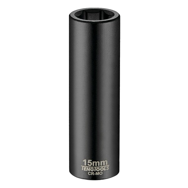 Teng Tools 15MM 1/2 Inch Drive ANSI 6 Point Metric Deep Chrome Molybdenum Impact Socket - 920615AN