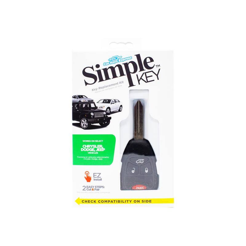 Car Keys Express Simple Key Kit - 4 Button Remote and Key for Chrysler, Dodge, Jeep with EZ Installer - Fast Setup, No Dealership Needed - CDRH-E4HZ0SK