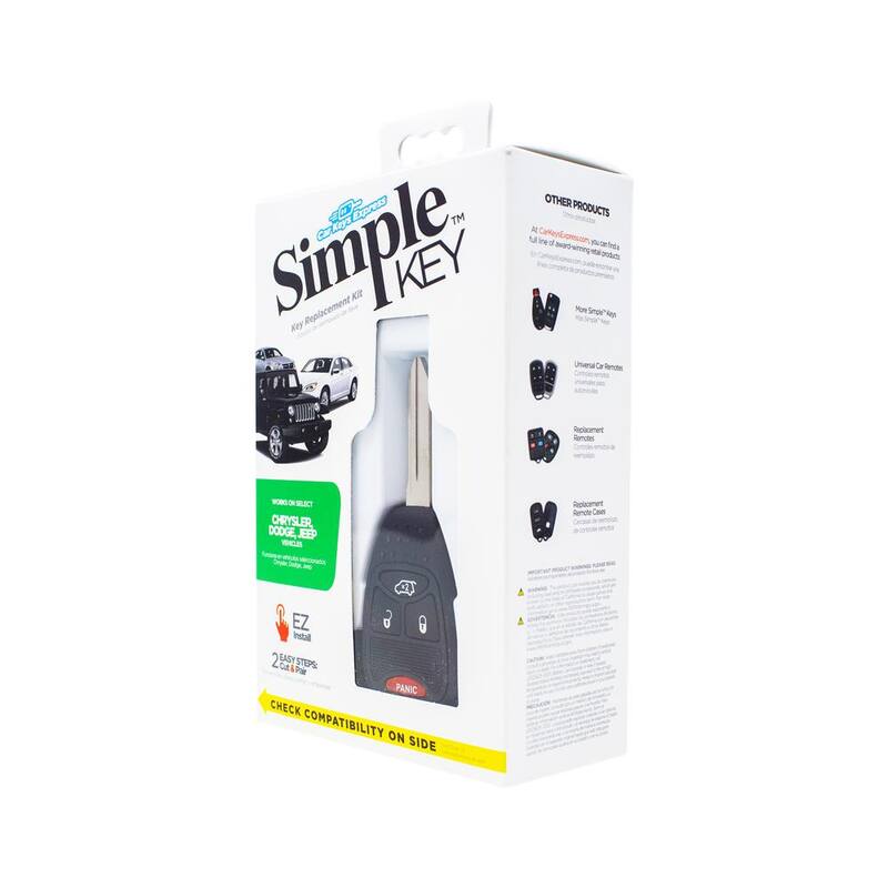 Car Keys Express Simple Key Kit - 4 Button Remote and Key for Chrysler, Dodge, Jeep with EZ Installer - Fast Setup, No Dealership Needed - CDRH-E4HZ0SK