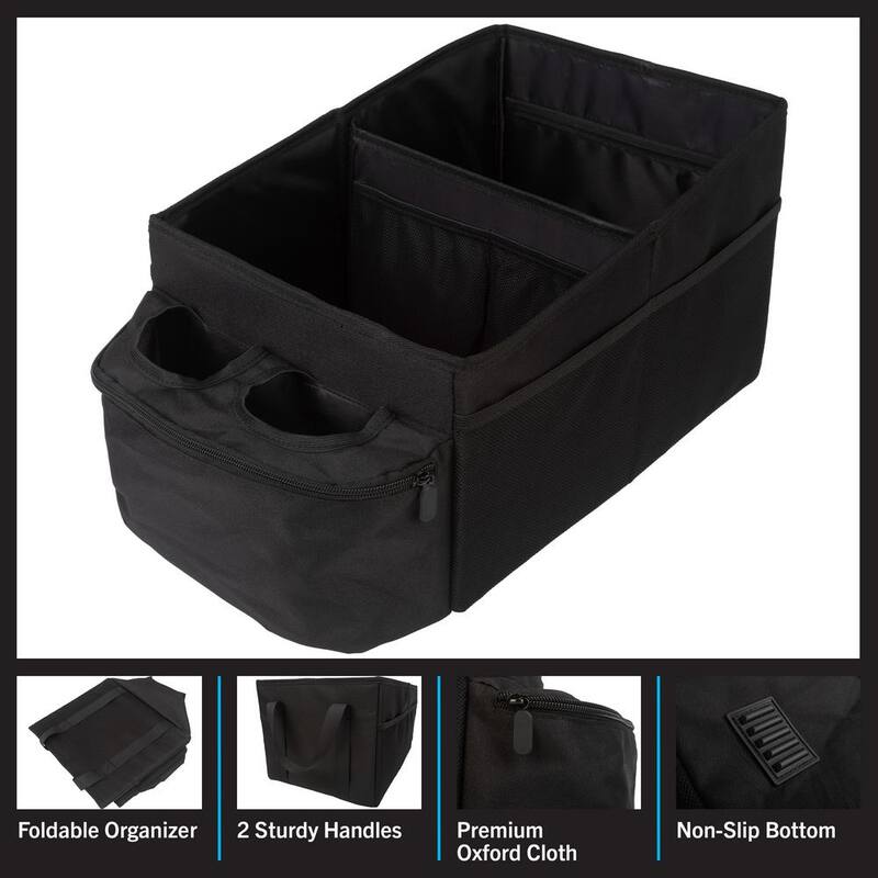 Stalwart Backseat Car Organizer Collapsible Car Storage Box with Cupholders and Partitions for Front or Back Seat - 75-CAR2003