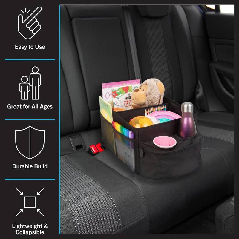 Stalwart Backseat Car Organizer Collapsible Car Storage Box with Cupholders and Partitions for Front or Back Seat - 75-CAR2003