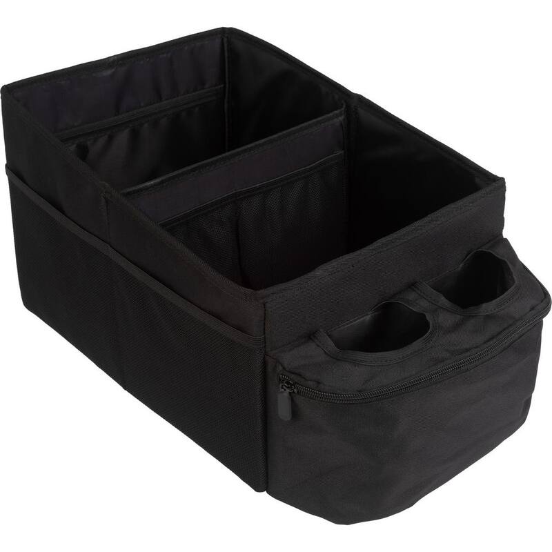 Stalwart Backseat Car Organizer Collapsible Car Storage Box with Cupholders and Partitions for Front or Back Seat - 75-CAR2003