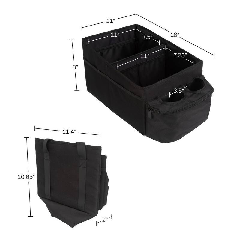 Stalwart Backseat Car Organizer Collapsible Car Storage Box with Cupholders and Partitions for Front or Back Seat - 75-CAR2003