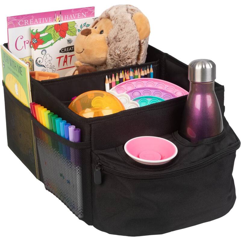 Stalwart Backseat Car Organizer Collapsible Car Storage Box with Cupholders and Partitions for Front or Back Seat - 75-CAR2003