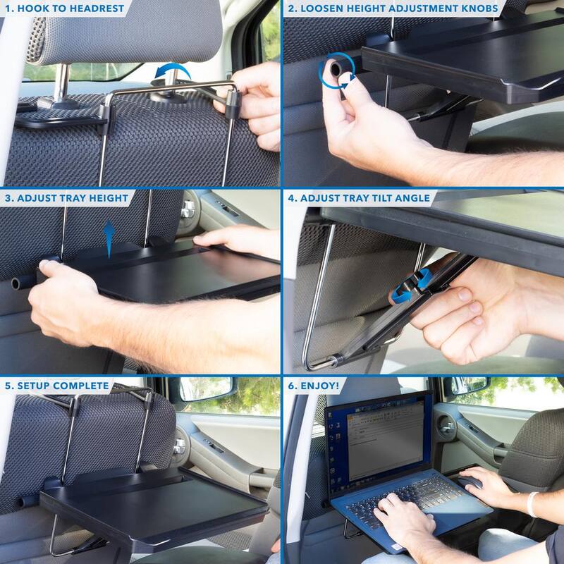 mount-it! Height Adjustable Steering Wheel and Head Rest Laptop Tray - MI-7314