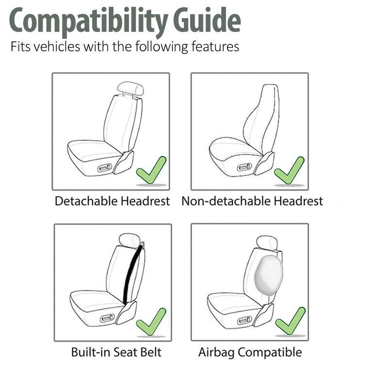 FH Group Flat Cloth 47 in. x 23 in. x 1 in. Built-In Seatbelt Compatible High Back Front Seat Covers - DMFB302BLACK102