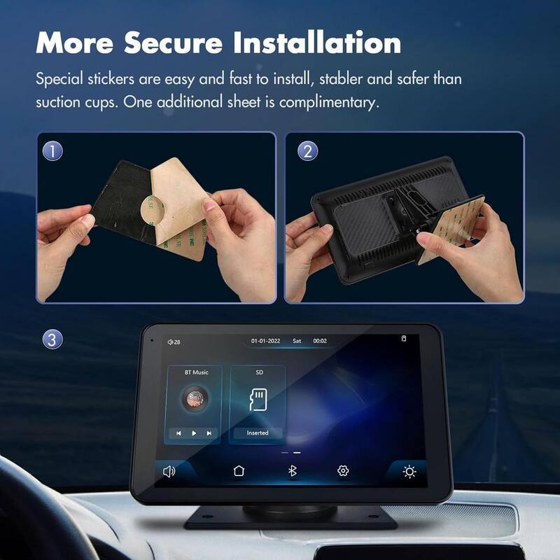 Lukyamzn 7 in. HD Touchscreen Portable Wireless Carplay Car Stereo with Apple Car Play and Android Auto in Black - SA10-327B096