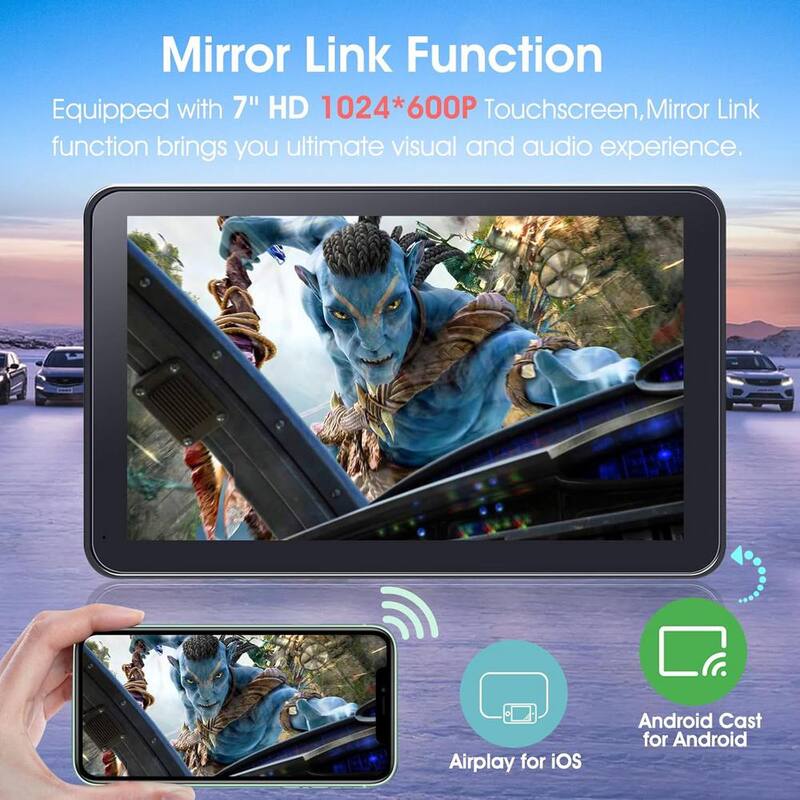 Lukyamzn 7 in. HD Touchscreen Portable Wireless Carplay Car Stereo with Apple Car Play and Android Auto in Black - SA10-327B096